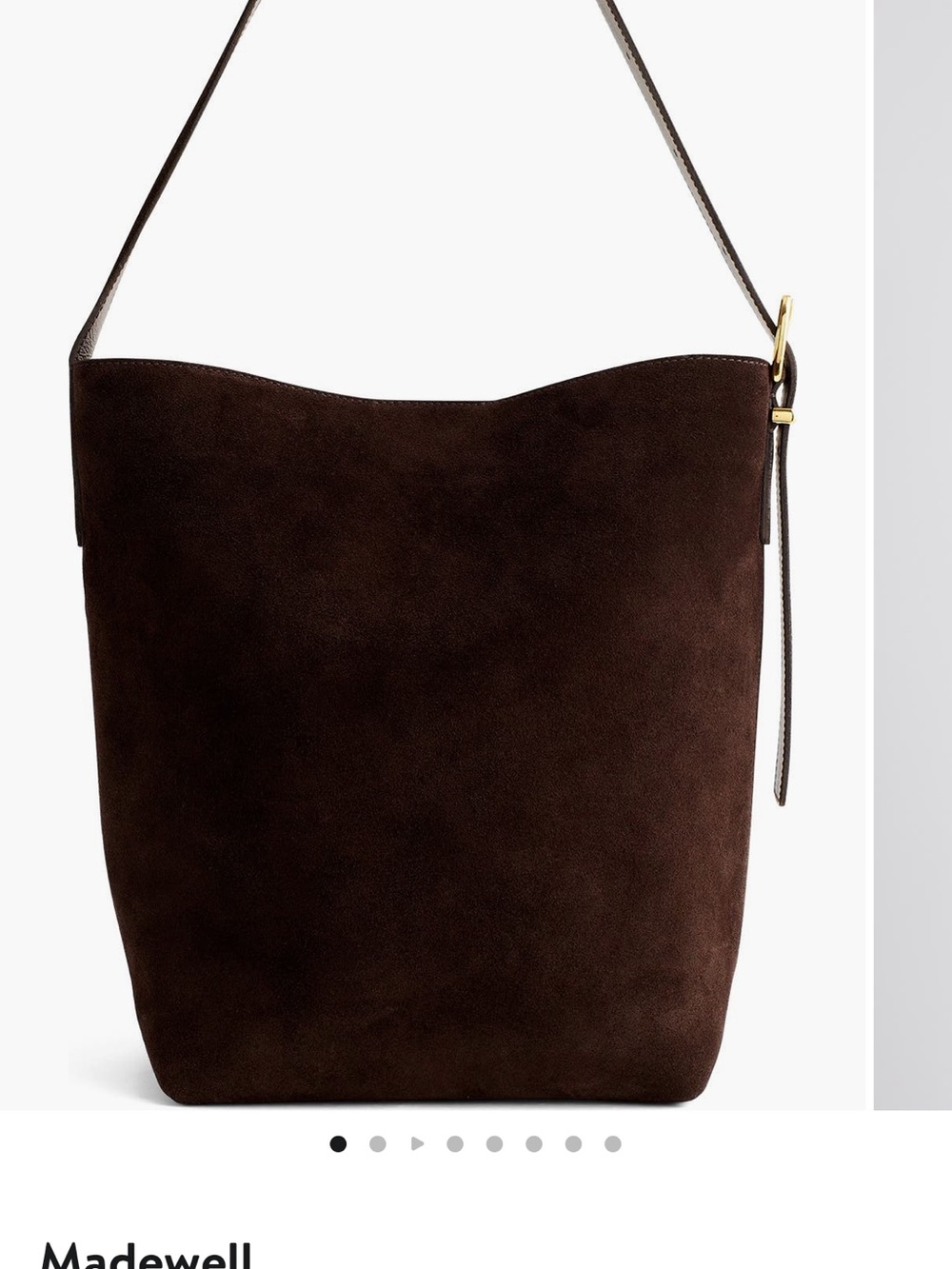 Madewell Dark Brown Suede Shoulder Bucket Bag